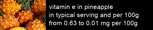 vitamin e in pineapple information and values per serving and 100g